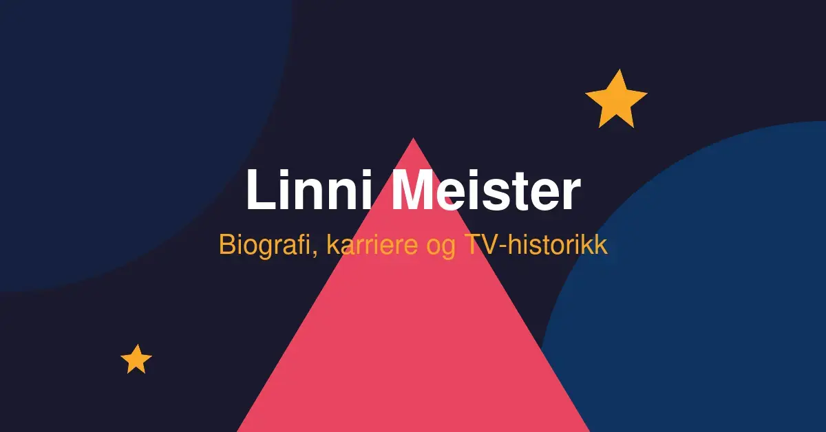 En moderne og abstrakt grafikk med underholdningstema for artikkelen om Linni Meisters biografi, karriere og TV-historikk.